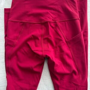 Lululemon Athletica Women's pink Leggings - wunder train with pockets 25 inch